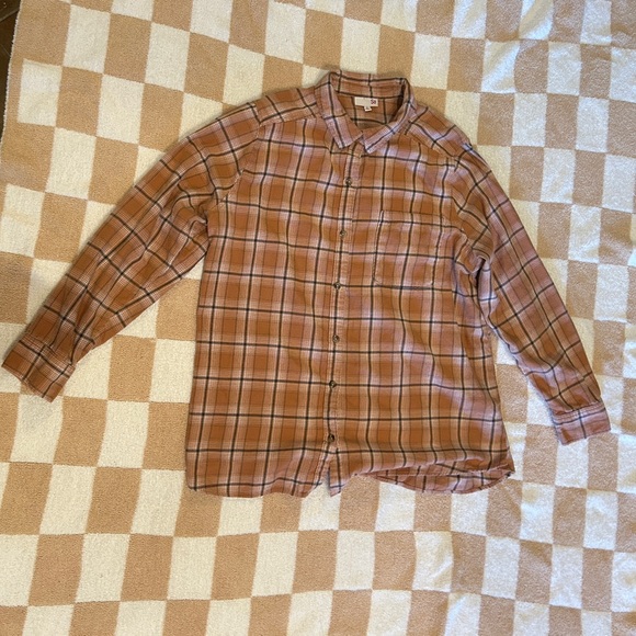 SO Women’s Casual Flannel Plaid Shirt in Brown and Tan - Picture 1 of 2